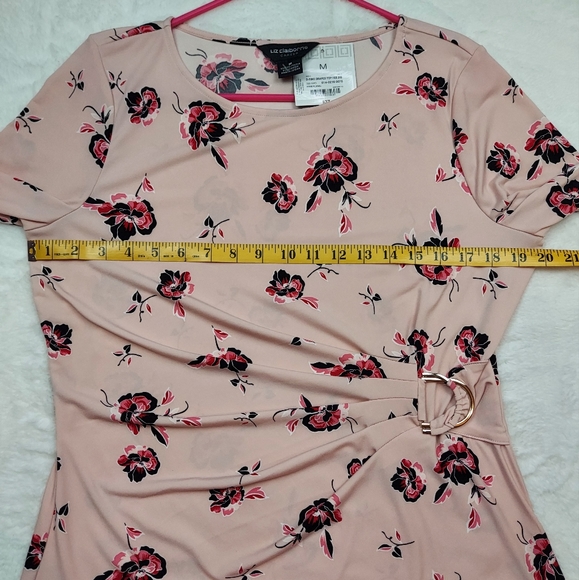 Liz Claiborne Career Long Sleeve Pink Black Floral Blouse Size M - Picture 4 of 8